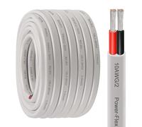 Kimbluth Cable de cobre estañado dúplex de calibre 10, cable de cobre estañado de 50 pies, 10 AWG, estándar de EE. UU., OFC, sin oxígeno, para altavoces de barcos y automóviles, solares al aire libre