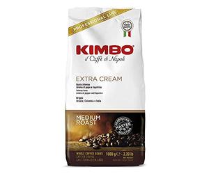 Kimbo Extra Cream - 6 kg - Café en Grano en Paquetes de 1 kg | Tueste Medio - Intensidad 11/13 | Sabor Dulce y Crema Densa | Ideal para Máquinas Automáticas