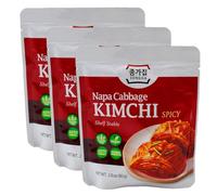 Kimchi coreano fermentado 80 g Pack 3 sobres Col china con chile rojo Guarnición picante para ramen arroz noodles bowls y salteados Sin gluten vegano sin conservantes