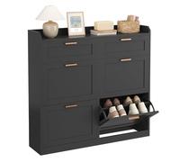 KIMENICH Armario para Zapatos, Zapatero con 4 Solapas, Zapatero Estrecho con 2 Cajones, Separador Ajustable, para 16-24 Pares de Zapatos, Pasillo, Portales, 24 x 100 x 103 cm, Negro