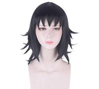 Kimetsu no Yaiba Makomo Cosplay Peluca Blade of Demon Slayer Negro Corto Pelo sintético Halloween PL-571