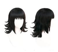 Kimetsu no Yaiba Makomo Cosplay Wig Blade of Black Short Synthetic Hair Halloween Adult + Wig Cap
