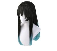 Kimetsu No Yaiba Tokitou Muichirou Cosplay Wigs Black Green Hair