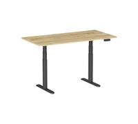 Kimex Escritorio Motorizado Sentado De Pie, 150 X 75 Cm, Tablero Madera Clara Rústica/base Negra