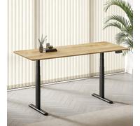 KIMEX - Escritorio motorizado sentado de pie - Bandeja 180 x 75 cm - Altura ajustable 63 - 127 cm - Ancho del pie ajustable 100 - 170 cm - Doble motor - Bandeja madera clara rústica/pie negro - 150