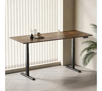 KIMEX - Escritorio motorizado sentado de pie - Bandeja 180 x 75 cm - Altura ajustable 63 - 127 cm - Ancho del pie ajustable 100 - 170 cm - Doble motor - Bandeja color marrón rústico/pie negro - 150