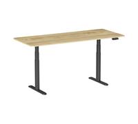 KIMEX - Escritorio motorizado sentado de pie - Bandeja 180 x 75 cm - Altura ajustable 63 - 127 cm - Ancho del pie ajustable 100 - 170 cm - Doble motor - Bandeja madera clara rústica/pie negro - 150
