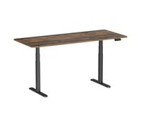 KIMEX - Escritorio motorizado sentado de pie - Bandeja 180 x 75 cm - Altura ajustable 63 - 127 cm - Ancho del pie ajustable 100 - 170 cm - Doble motor - Bandeja color marrón rústico/pie negro - 150