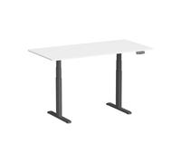 KIMEX- Escritorio motorizado sentado de pie, doble motor, altura ajustable 63-127 cm, ancho ajustable 100-170 cm, bandeja blanco/pie negro, 150-2615K2W