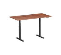 KIMEX- Escritorio motorizado sentado de pie, doble motor, altura ajustable 63-127 cm, ancho ajustable 100-170 cm, bandeja color nogal y pie negro - 150-2615K3W