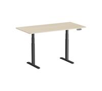 KIMEX- Escritorio motorizado sentado de pie, doble motor, altura ajustable 63-127 cm, ancho ajustable 100-170 cm, bandeja color madera natural y pie negro - 150-2615K5W