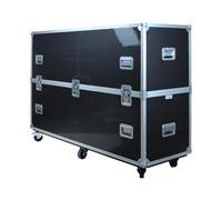 KIMEX Flight Case para Dos Pantallas TV 55''-70'', Madera Contrachapada con Laminado PVC, 6 Ruedas con Freno, Espuma de Alta Densidad