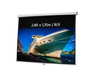 Kimex Kimex 041-3415 Pantalla de proyección manual 240 × 135 cm 16:9 Pantalla de proyección manual con un área de visualización de 240 × 135 cm en formato