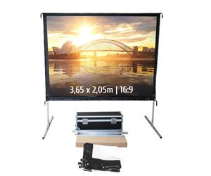 Kimex Kimex 046-1017 pantalla de proyección móvil Pantalla móvil profesional con una anchura de 3,65 m, marco plegable y proyección frontal compatible con