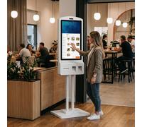 Kimex Kimex 165 3205C Kiosco de Pago Táctil 32” Kiosco de pago táctil de 32 pulgadas con doble soporte para terminal de pago e impresora integrada, diseñado