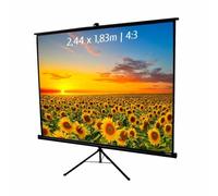KIMEX - Pantalla de proyección - con trípode - Montaje en Suelo - Tamaño Imagen 2,44 x 1,83m - Formato 4/3-043-2005