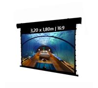 KIMEX - Pantalla de proyección - Motorizada tensionada - Tamaño 3,20 x 1,80 m - Formato 16/9 - Función WiFi - Carcasa Negra - 049-3618W