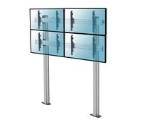 Kimex Soporte de Suelo Atornillable para 4 Pantallas de TV 45"-55" Altura 240cm VESA 600x400 Máx. 50Kg