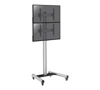 KIMEX - Soporte para TV - Montaje en Suelo - para 2 Pantallas 40-65 Pulgadas - Base con Ruedas - Altura 240 cm - 031-1201K2