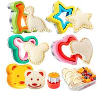 Kimfead Cortadores de Galletas 6 Piezas, Cortadores de Sandwich, Moldes de Galletas Acero Inoxidable, Dinosaurio Ratón Corazón Estrella Oso