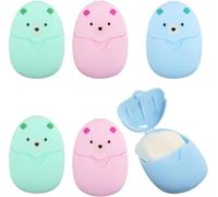 KIMHOME 300 mini hojas de jabón portátiles de viaje, jabón de papel desechable portátil con caja de plástico para el hogar, viajes, camping y actividades al aire libre