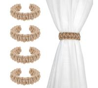 KIMHOME 4 alzapaños trenzados para cortinas, soportes de cortina bohemios y lazos hechos a mano sin borlas, para sala de estar y dormitorio (natural)