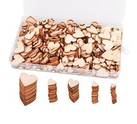 KIMI-HOSI 500 Piezas Sólido Corazones Madera Rebanadas Corazones Adornos para DIY Manualidades Scrapbooking Decoración Boda Artesanías