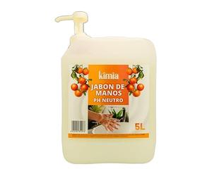 KIMIA - Jabón de Manos PH Neutro 5L + Dispensador | Aroma Cítrico a Naranja | Jabón Líquido | Respeta Equilibrio Natural de la Piel | Refrescante Fragancia | Limpieza Efectiva y Suave