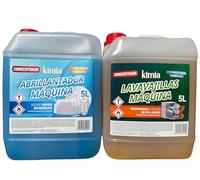 KIMIA - Pack Detergente Liquido Concentrado 5L + Abrillantador Lavavajillas 5L | para Máquina | Desengrasante | Elimina Suciedad Incrustada | Brillo Óptimo | Limpieza Profunda