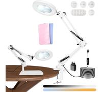 KIMIGO 10x Lupa con Luz,Lupa LED con Luz,con Luz LED para Manualidades,con Luz Y Soporte,Lámpara de Aumento,3 Colores 10 Niveles de Brillopara Manualidades,Trabajos de Cerca,Lectura