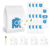 KIMIGO 14 Bolsas para Aspiradoras Miele GN,Compatible con Las Bolsas de Miele 3D Airclean Efficiency Classic C1 Complete C2 C3 S2000 S5000 S8000 Serie, con 4 Filtros de Motor y 4 de Escape y 1 Cepillo