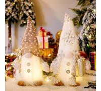 KIMIGO 2 Piezas Gnomo Navideño Iluminado Papá Noel,Gnomo Navideño de Peluche,Figuras de Duendes de Navidad,Figuras de Duendes Iluminadas,Muñecos de Navidad,para Decoraciones de Mesa Navideñas