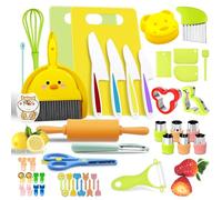 KIMIGO 49 Piezas Juego de Cuchillos para Niños,Utensilios Cocina Montessori para Cortar Frutas Verduras o Masa,Cocina Montessori,Cuchillo Niños,Juego de Cuchillos de Cocina para Niños
