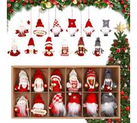 KIMIGO Adornos para árbol de Navidad,Gnomos Adornos Arbol Navidad,Adornos de Navidad de Gnomo,Colgantes de Duende de Navidad de Madera,12 Piezas Angeles Figuras Christmas Tree Decoration