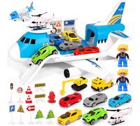 KIMIGO Aviones de Juguete,Juego Avión de Transporte,Juego de Juguetes de Avión con 7 Coches de Juguetes y 1 Helicóptero, Juegos y Juguetes Niños Educativos, Regalo para Niños y Niñas Mayores 3 Años