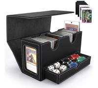 KIMIGO Caja de Cartas para Mtg,caja de almacenamiento para Caja para Coleccionables con Separadores & Bandeja con Doble Funda,Magnética de Cuer para Tcg y Deportivas Magic