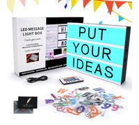 KIMIGO Caja de Luz LED,Cartel Luminoso LED con 16 Colores,294 Letras y Emojis,Control Remoto,Alimentado pour USB y Batería,Caja de Luz de Cine A4 para Decoración,Boda,Aniversario,Cumpleaños,Fiesta