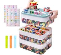 KIMIGO Cajas Almacenaje para Lego Organizador Juguetes,Caja de Almacenamiento para Niños,cajas apilables,Transparente Cubos de Compartimentos Grande,piezas pequeñas para Juguetes Habitación Infantil