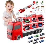 KIMIGO Camiones De Juguete para Niños,Transporte Truck Coche de Juguete para niños de 3,4,5,6 años,Camión Juguetes para Niños,con 9 Coches de Carreras,para Niños de 3-6 Años Regalo