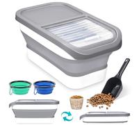 KIMIGO Contenedor Pienso Perro Gato Plegable,Contenedor de Comida para Mascotas,contenedor de almacenamiento impermeable para comida de gatos,Con vaso medidor,cuchara y palangana plegable