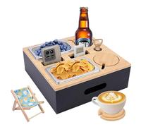 KIMIGO Couchbar Snackbox, Sofá Bar,con Cuencos para Aperitivos De Acero Inoxidable, con Tapa Extraíble, Bandeja para Sofá, Sofa Tray Snack Box para Bebidas para Vino, Cerveza, Sofá