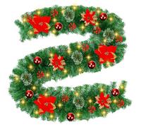 KIMIGO Guirnalda Navidad,Guirnalda de Navidad Artificial,Adornos Navidads Artificiales Grinaldas Natal para Puertas, Chimeneas, Escaleras,Mesa, Guirnaldas Navideñas Decoración Interior Exterior