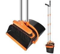 KIMIGO Juego de Escoba y Recogedor con Mango Extensible (123 cm) - Escoba y Recogedor Plegable para Interior/Exterior,Cocina,Garaje ,Limpieza eficaz con diseño Moderno en Color Naranja