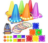 KIMIGO Juego de Juegos de Carnaval 3 en 1,Juego de Lanzamiento de Anillos,Juegos de Lanzamiento,Juegos para Exteriores,Ring Toss Game Set para Niños,Ideal para Cumpleaños y Fiestas al Aire Libre