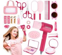 KIMIGO Juego de Peluquería para Niños,41 Piezas Juego de Simulación de Peluquería,Set Salón de Belleza Juguetes Niña con Secador,Clip,Peine etc,Juegos de rol para Niños y Niñas 3+ Años