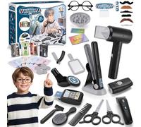 KIMIGO Juego de Peluquería para Niños,Juego de Simulación de Peluquería,Peluqueria con Secador de Pelo,Afeitadora de Juguete y Accesorios de Peinado,Juego de rol para Niños y Niñas 3+ Años