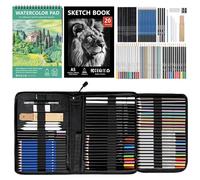 KIMIGO Juego de suministros de arte de 76 piezas, Lápices de Dibujo,Kit Dibujo,Lápices de Colores Profesionales,Bosquejo Material Set,Juego de Lápices de Colorear de Artista,Juego de Dibujo