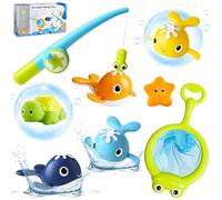 KIMIGO Juguetes Baño Bebé ,Juguetes Bañera para Bebe, Baby Bath Toys , Juego Pescar Peces, Conjunto Juguetes para Niños Pequeños de 1, 2, 3, 4, 5, 6 Años(8 Piezas )