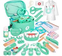 KIMIGO Maletin Medicos Juguete,Kit Medico Infantil,Doctora Juguete con Real Estetoscopio, Termómetro, Celular, Maletín de Médico Portátil,Juegos de Imitacion Regalos para Niñas Niños 3 4 5 6