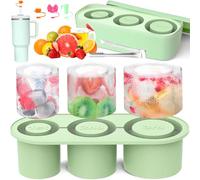 KIMIGO Molde de silicona para cubitos de hielo Stanley - Recipiente de Silicona para Cubitos de Hielo con Tapa,Bandeja Triple para Cubitos de Hielo, Accesorios Stanley Cup para Vasos de 20-40 Onzas